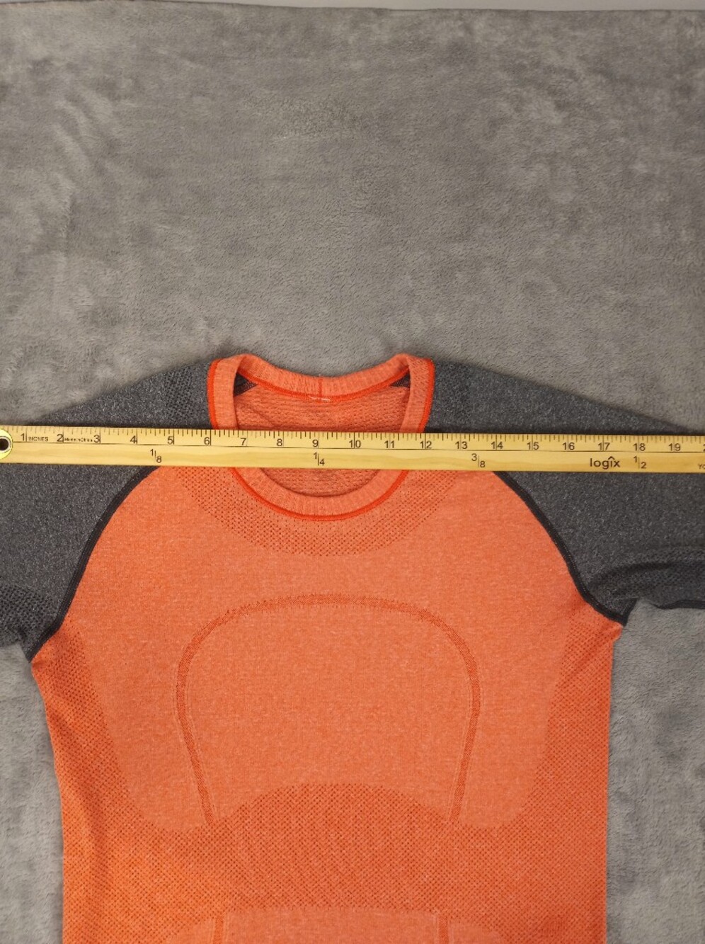 lululemon Women's Ribbed Long Sleeve Top - Bright Orange with Gray Trim Size 6 - Picture 9 of 14
